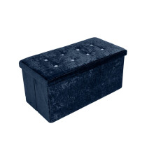 (2 Sear (78x38x38cm), Navy) Folding Velvet Storage Box Toy Cloth Organizer Box