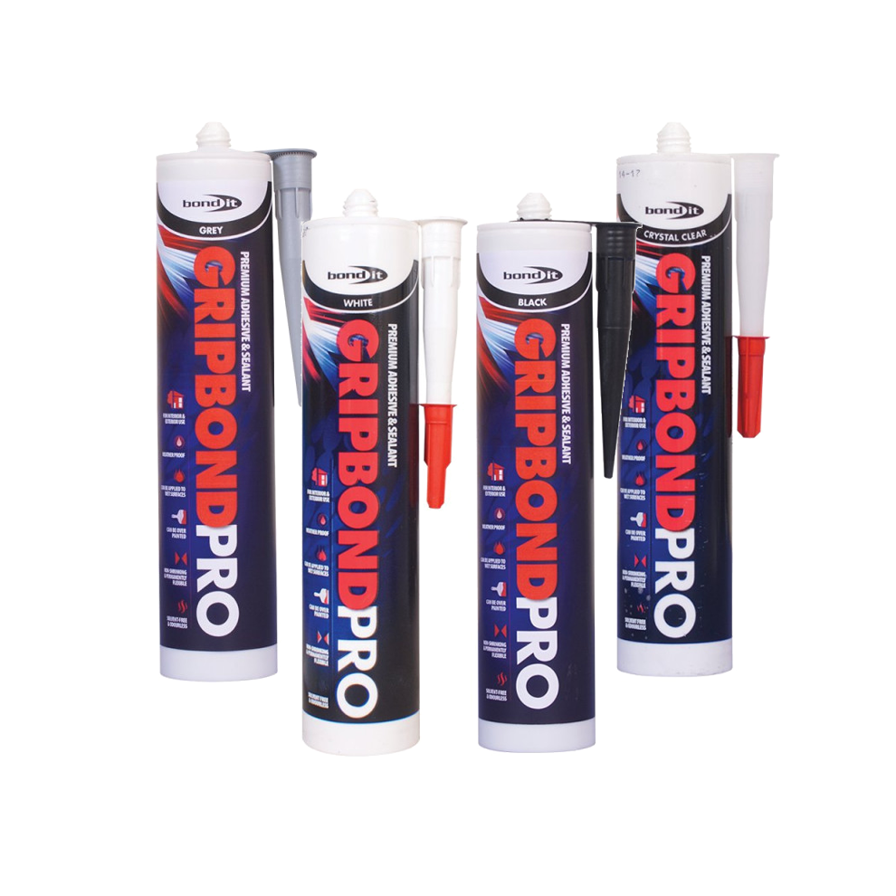 (1, Grey) Bond It Grip Bond Pro Sealant & Adhesive Silicone Free Wood Steel UPVC Aquarium