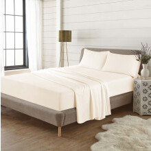 (Double, Cream) Thermal Flannelette Flat Bed Sheets, 100% Brushed Cotton, Luxurious Ultra-Soft 200 GSM, 10 Colours, UK Sizes Single to Super King