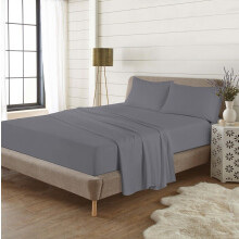 (King, Grey) Thermal Flannelette Flat Bed Sheets, 100% Brushed Cotton, Luxurious Ultra-Soft 200 GSM, 10 Colours, UK Sizes Single to Super King