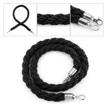 (Black) 1.5m Queue Rope Barrier Hemp Rope Exhibition