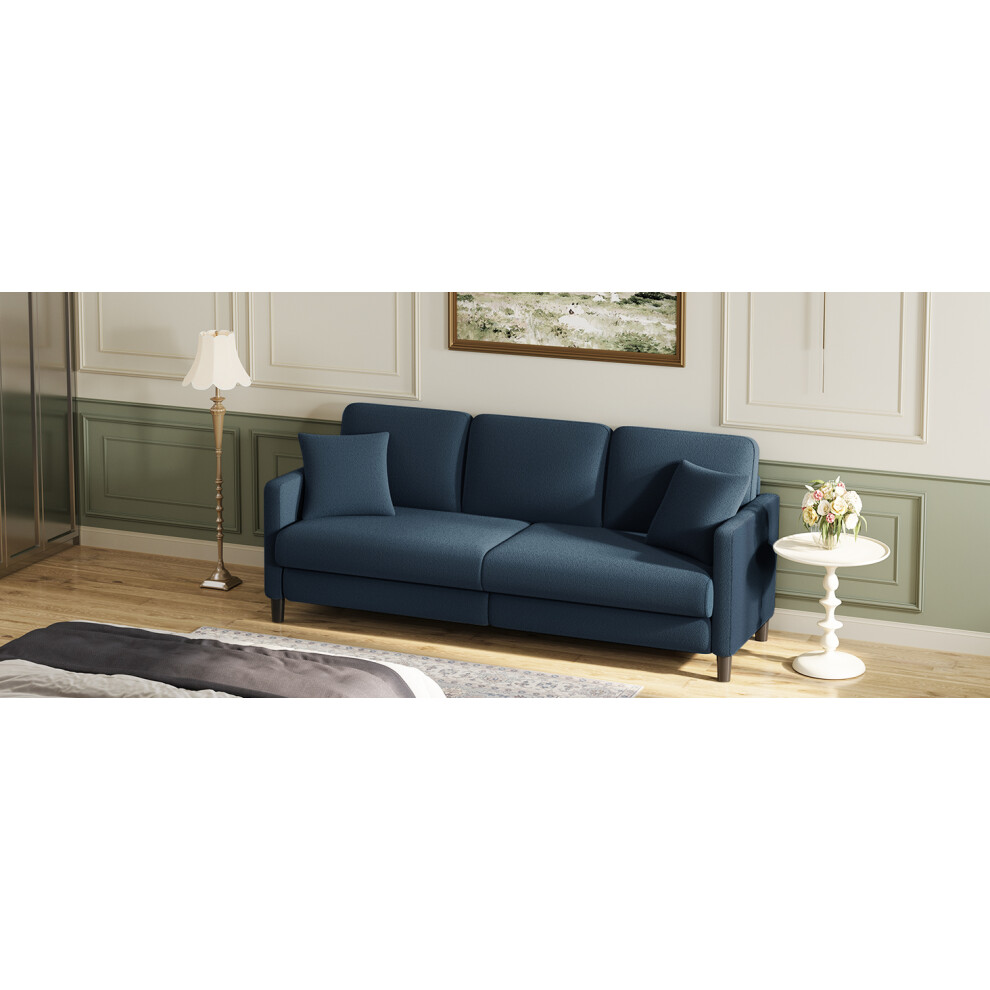 (Blue) Neche Three-seater Teddy Velvet sofa