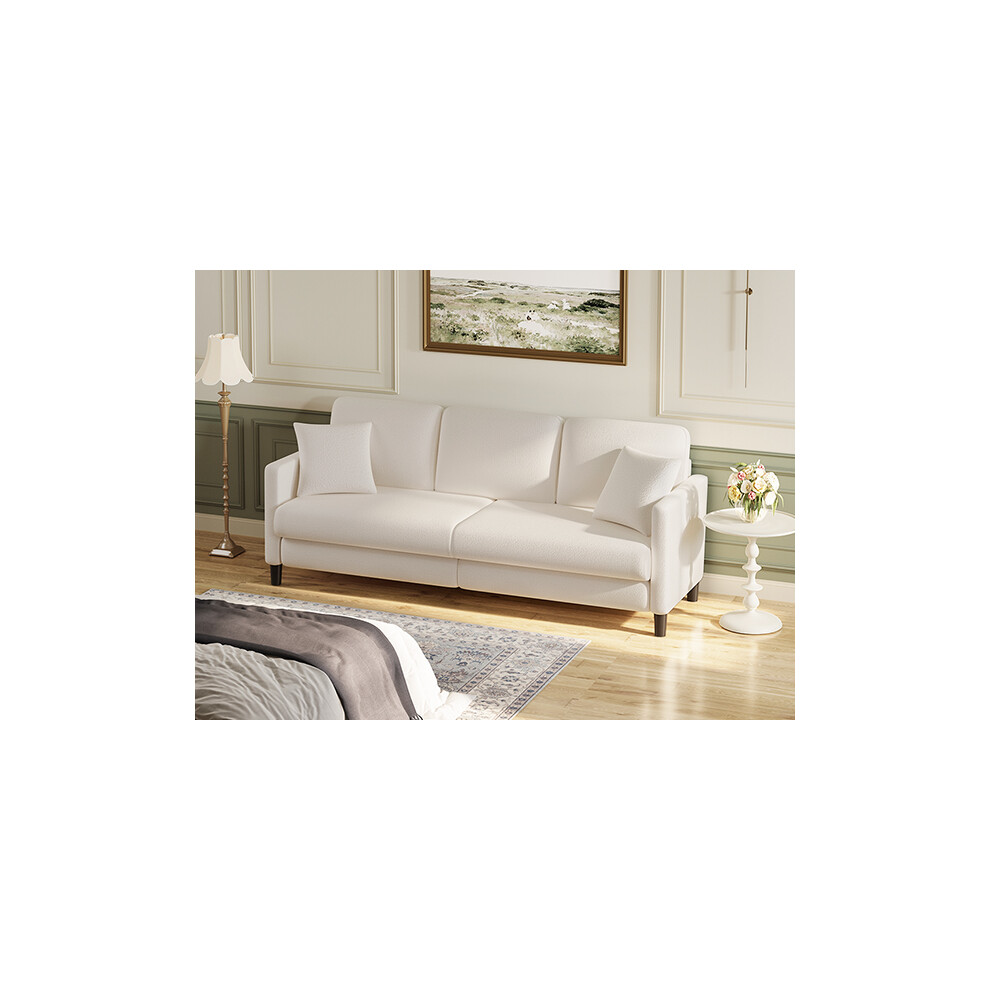 (Beige) Neche Three-seater Teddy Velvet sofa