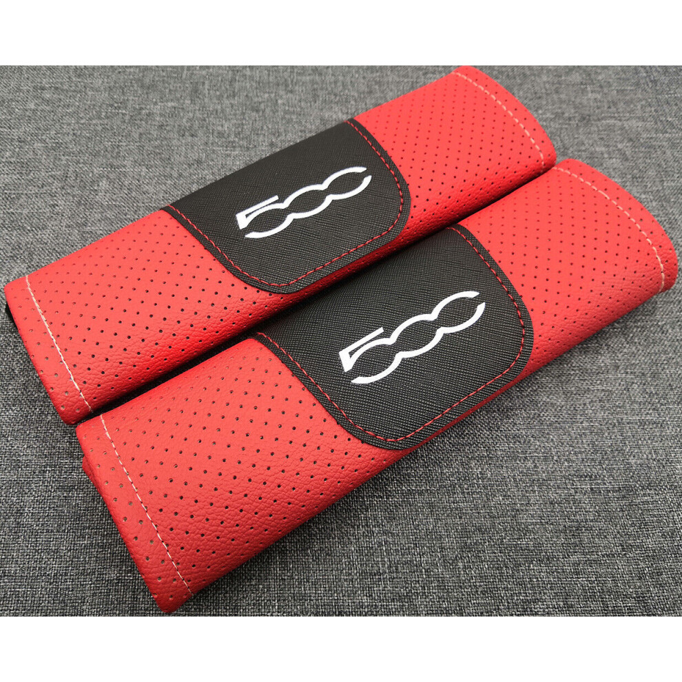 2Pcs Red Car Seat Belt Shoulder Cushion Cover Pad Fit fr Fiat 500 Auto