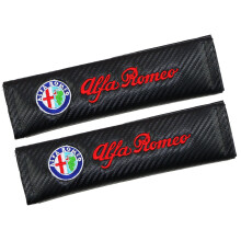 2-Pack Alfa Romeo Carbon Fibre Seat Belt Cover Shoulder Pads – Soft PU Comfort Cushions, Easy Install