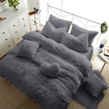 (Silver grey, Single) Fleece TEDDY BEAR Duvet Quilt Cover Warm & Cozy OR Fitted Sheet + Pillow Cases