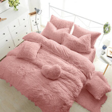 (Blush pink, King) Fleece TEDDY BEAR Duvet Quilt Cover Warm & Cozy OR Fitted Sheet + Pillow Cases