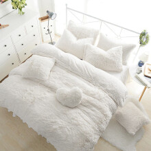 (White, Super king) Fleece TEDDY BEAR Duvet Quilt Cover Warm & Cozy OR Fitted Sheet + Pillow Cases