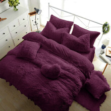 (purple, Single) Fleece TEDDY BEAR Duvet Quilt Cover Warm & Cozy OR Fitted Sheet + Pillow Cases