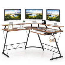 Industrial L-shaped Corner Desk Computer Workstation W/ Power Outlet