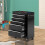 Homcom HOMCOM 5-Drawer Lockable Steel Tool Storage Cabinet Wheels Handle 2 Keys Black 8