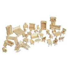 Miniature Doll Furniture 3d Wooden Puzzle Diy Architectural Model Children's Toys Gifts