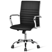 High Back Swivel Office Chair PU Rolling Computer Armchair Reclining Desk Chair