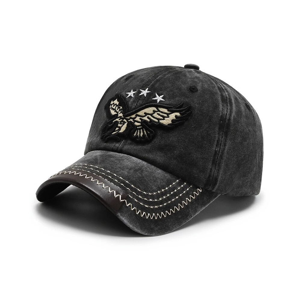 Dinamr (Black) Eagle Vintage Embroidered Baseball Cap Fashion Sun Protection Duck Tongue Hat Black