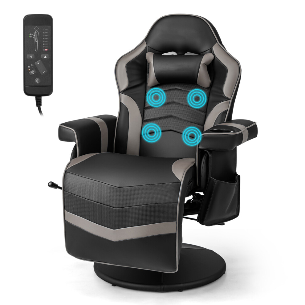 Swivel Gaming Chair Massage PU Reclining Office Chair Adjustable W/ Cup Holder