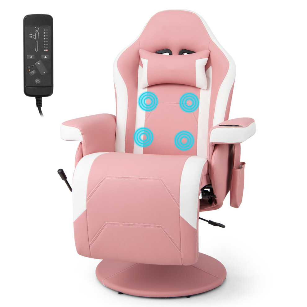 Swivel Gaming Chair Massage PU Reclining Office Chair Adjustable W/ Cup Holder