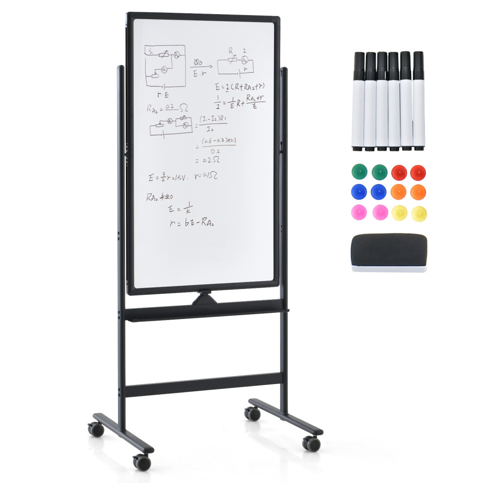 Reversible White Board Height Adjustable Dry Erase Board W/ Black Markers