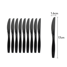(20x (Knife+Fork+Spoons), Black) Plastic Forks & Knives Set Reusable Color Cutlery Knife Party Catering