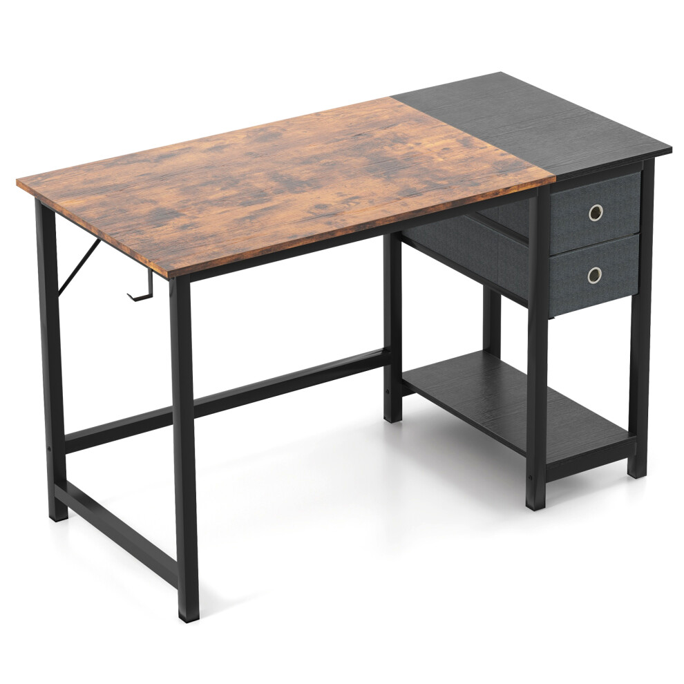 Industrial 120 cm Office Desk Writing Desk Workstation W/ 2 Drawers & Hook