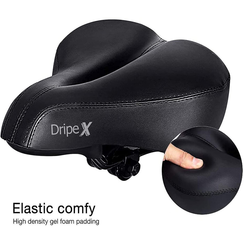 (Black with tail light) Universal Gel Bike Seat: Waterproof Wide Pad