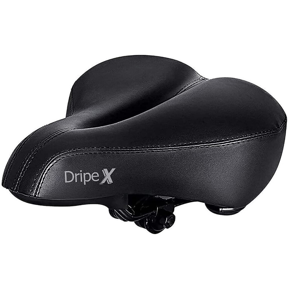 (Black) Universal Gel Bike Seat: Waterproof Wide Pad