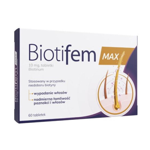 BIOTIFEM MAX 60x tablets Biotyna Biotin 10mg Healthy Hair Skin & Nails