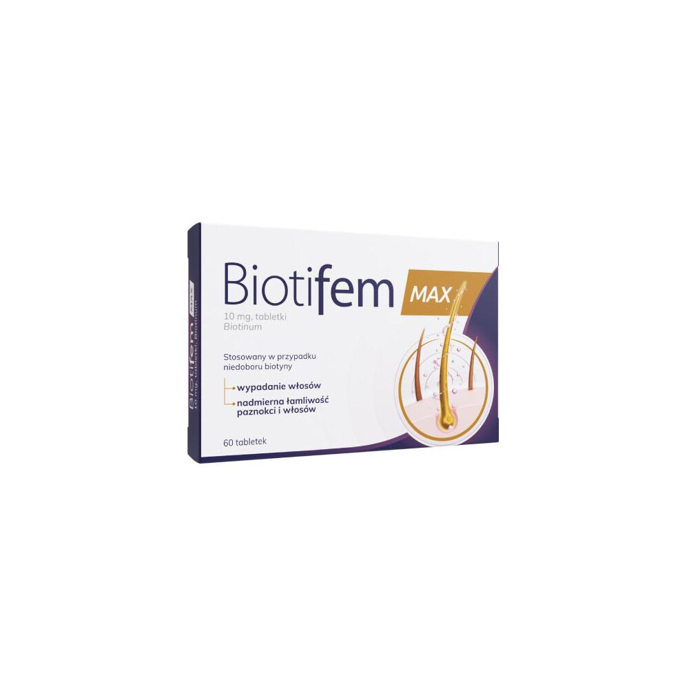 BIOTIFEM MAX 60x tablets Biotyna Biotin 10mg Healthy Hair Skin & Nails