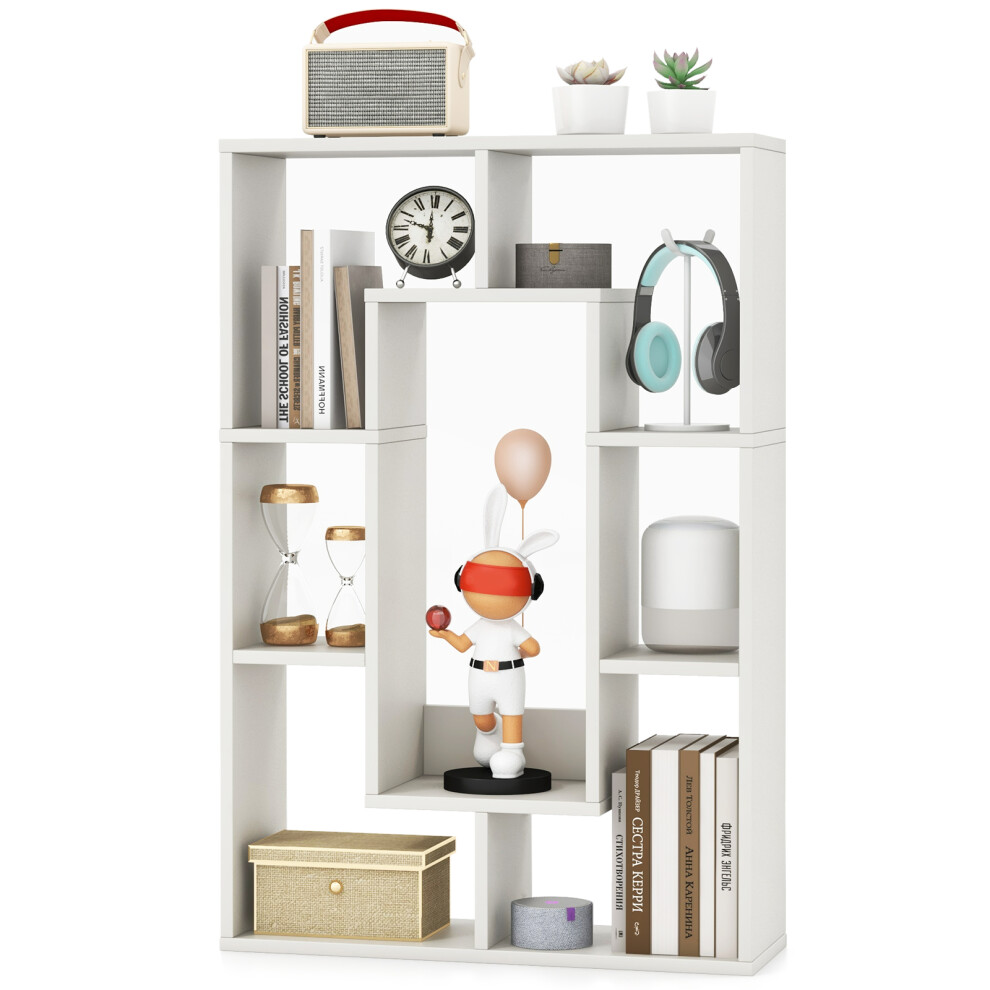 Wooden 7-Cube Open Bookcase Corner Display Shelf Room Divider