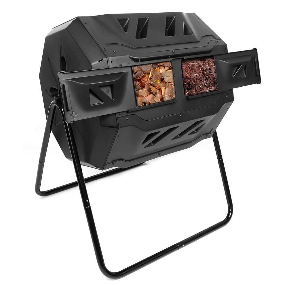 Dripex 160L Dual Chamber Rotating Compost Bin, BPA-Free, Black