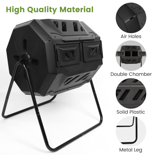 Dripex Dripex 160L Dual Chamber Rotating Compost Bin, BPA-Free, Black 1