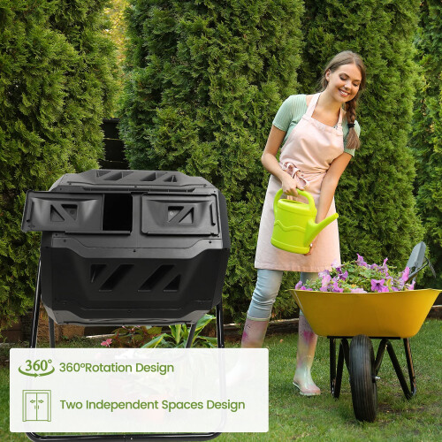 Dripex Dripex 160L Dual Chamber Rotating Compost Bin, BPA-Free, Black 2