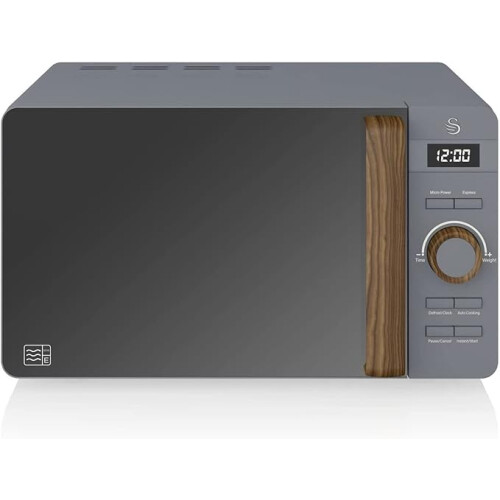 (Grey) Nordic LED Digital Microwave with Glass Turntable, 6 Power ...