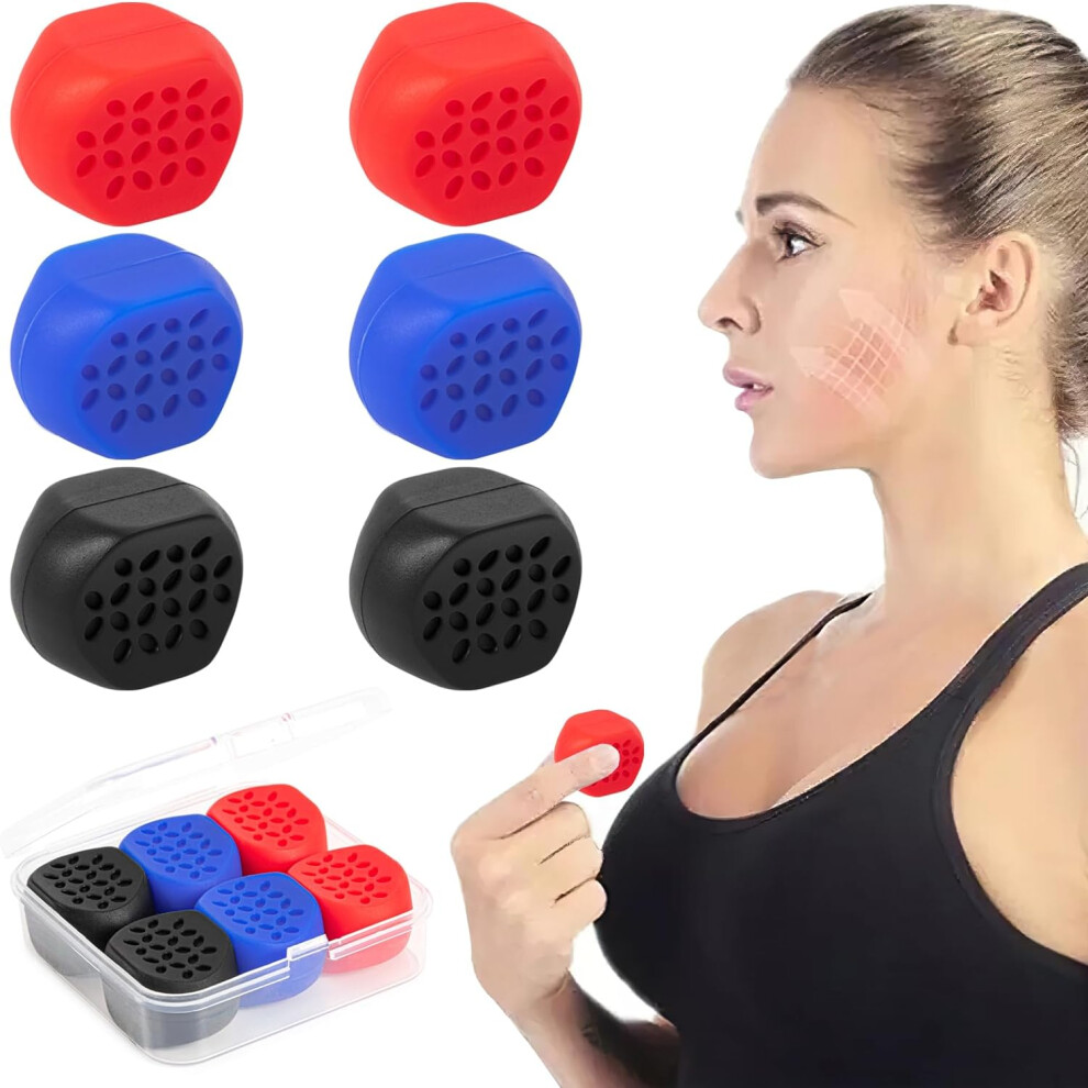 6pcs Jawline Exerciser, Silicone Jawline Toner for Men & Women Jaw Trainer Face Shaper with 3 Resistance Levels 