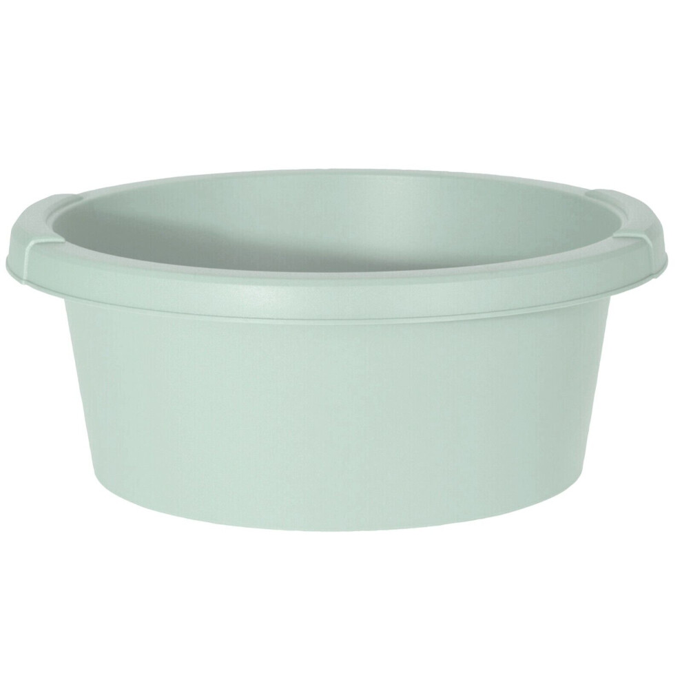 (Green) Washing Up Bowl Round Plastic Kitchen Basin Mixing Sink Cutlery Tidy Bowl 32cm