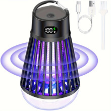 (Black) Outdoor And Indoor Insect Killer - Rechargeable Mosquito And Fly Trap