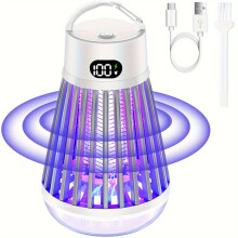 (White) Outdoor And Indoor Insect Killer - Rechargeable Mosquito And Fly Trap