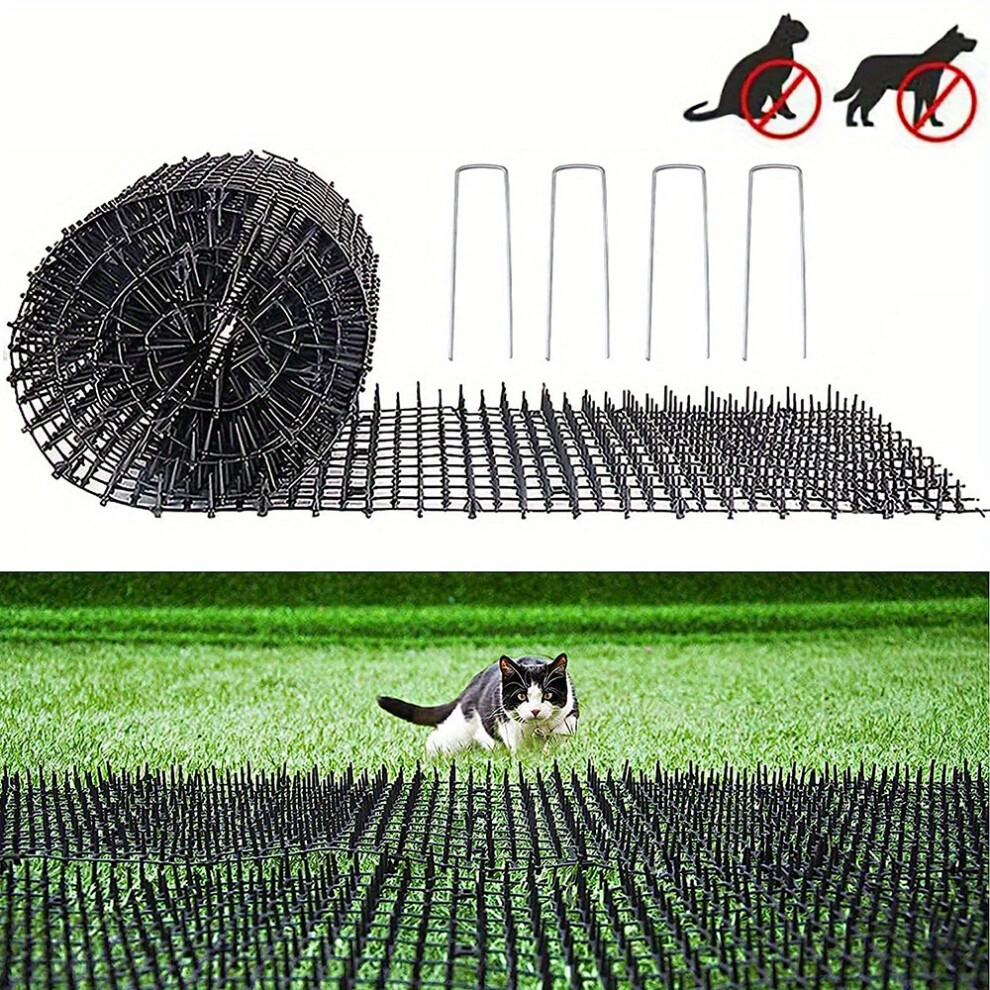 (Black) 6.5ft Cat Scat Mat with Spikes - Outdoor Spike Deterrent to Stop Digging