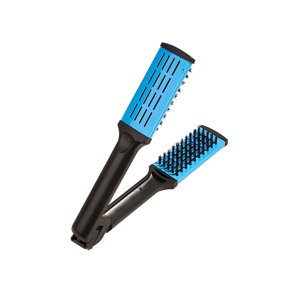 Xylfly Unisex Blue (Blue) Ceramic V-Shape Hair Straightener Comb With Nylon Bristles