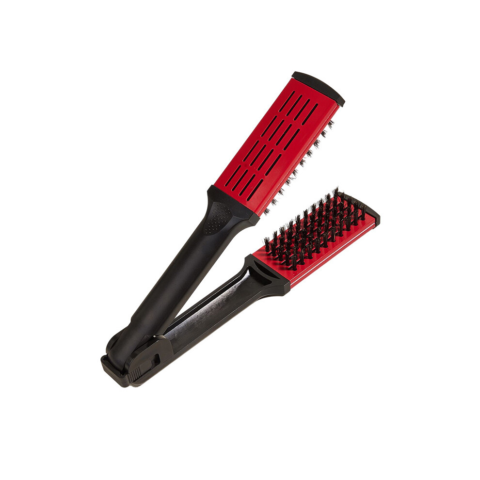 Xylfly Unisex Red (Red) Ceramic V-Shape Hair Straightener Comb With Nylon Bristles