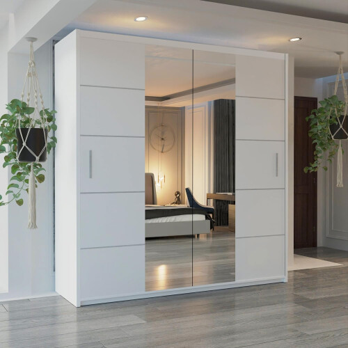 (White, 180cm) Winnipeg Modern Sliding Wardrobe 1