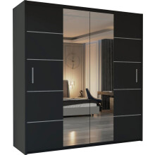 (Black, 150cm) Winnipeg Modern Sliding Wardrobe
