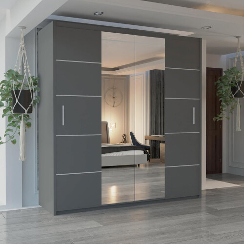 (Grey, 120cm) Winnipeg Modern Sliding Wardrobe 1