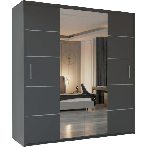 (Grey, 120cm) Winnipeg Modern Sliding Wardrobe