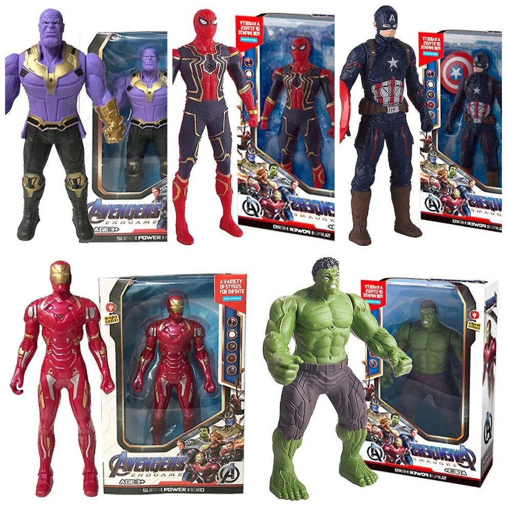 Marvel Avengers Iron-man Spiderman  Action Figure Super Hero Toy Set 5 Thanos Captain America Incredible Hulk