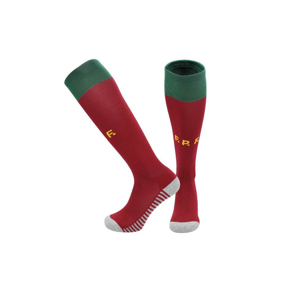 (Kids(EU 30-36)) 23-24 Season Football Socks For Portugal Home Kids & Adults Training Sport Racing Stocking