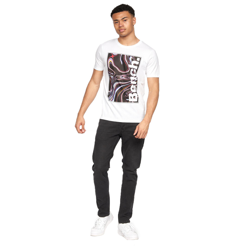 (White - Cadiz, M) Mens Bench Crew Neck Tee Graphic Print T Shirts