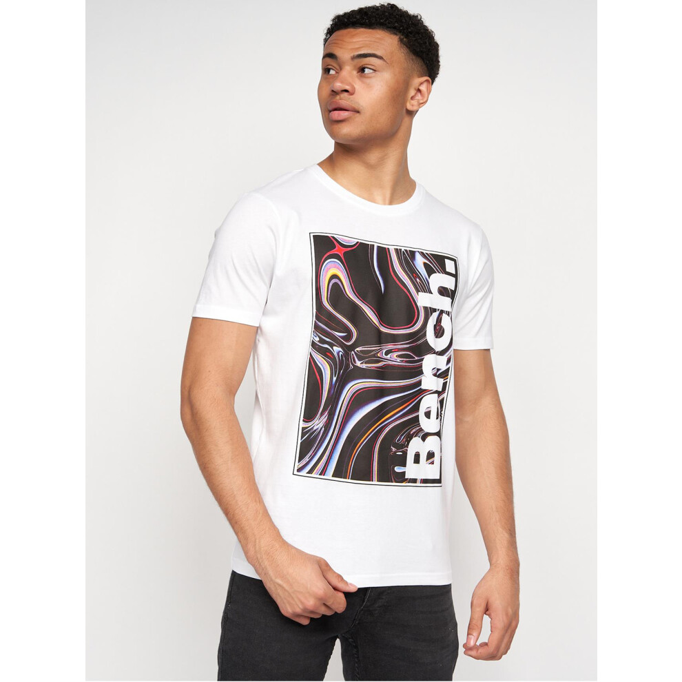 (White - Cadiz, L) Mens Bench Crew Neck Tee Graphic Print T Shirts