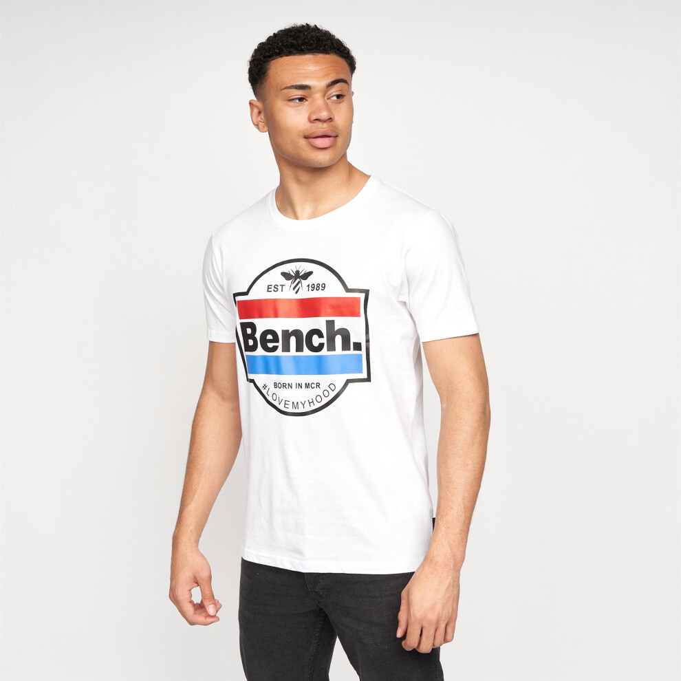 (White - Cromir, S) Mens Bench Crew Neck Tee Graphic Print T Shirts