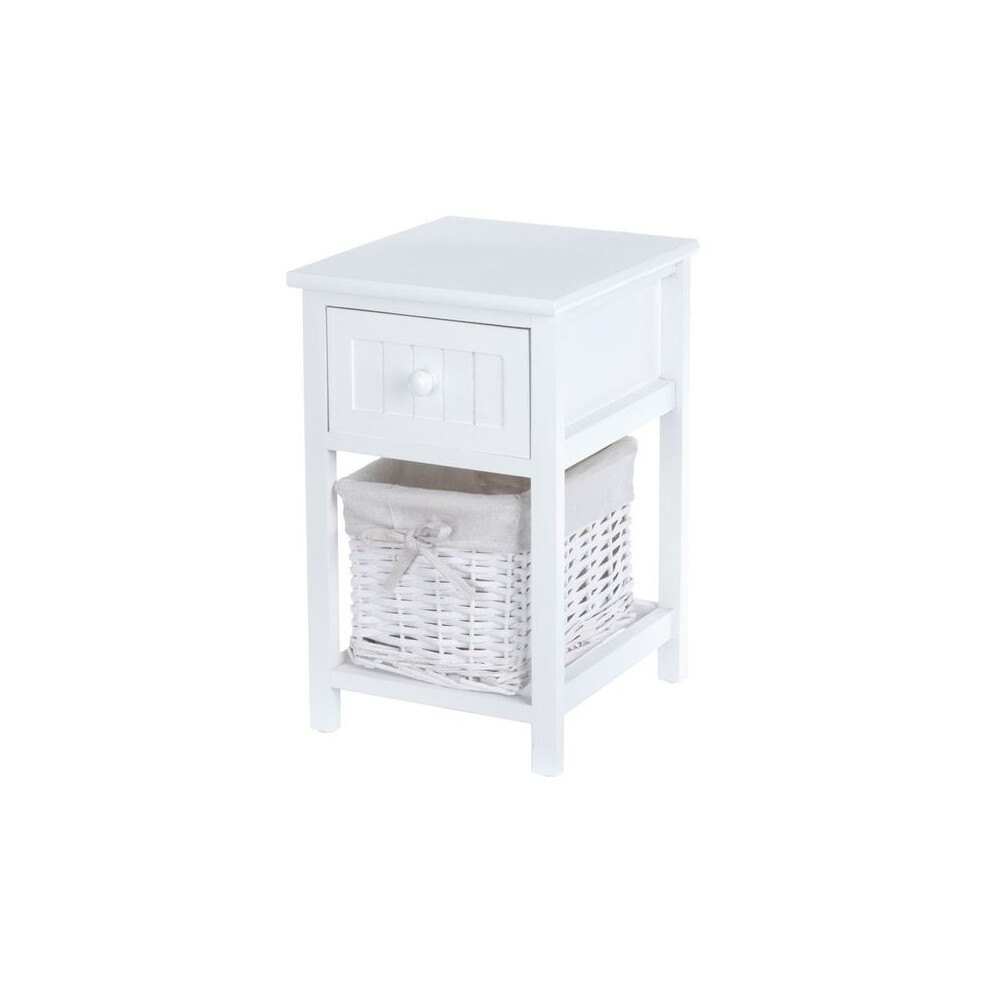 White Wooden Bedside Cabinet in Shabby Chic Style