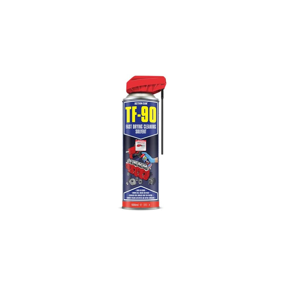 Action Can Tf-90 Twin Spray Fast Drying Cleaning Solvent Degreaser Spray 500Ml 5012117101230
